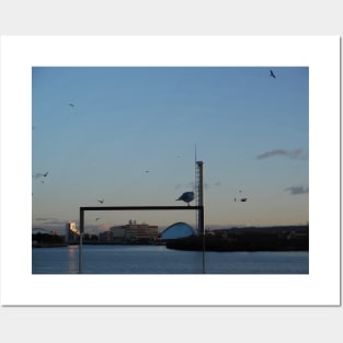 Scottish Photography Series (Vectorized) - Seagull Flock Over the Clyde Posters and Art